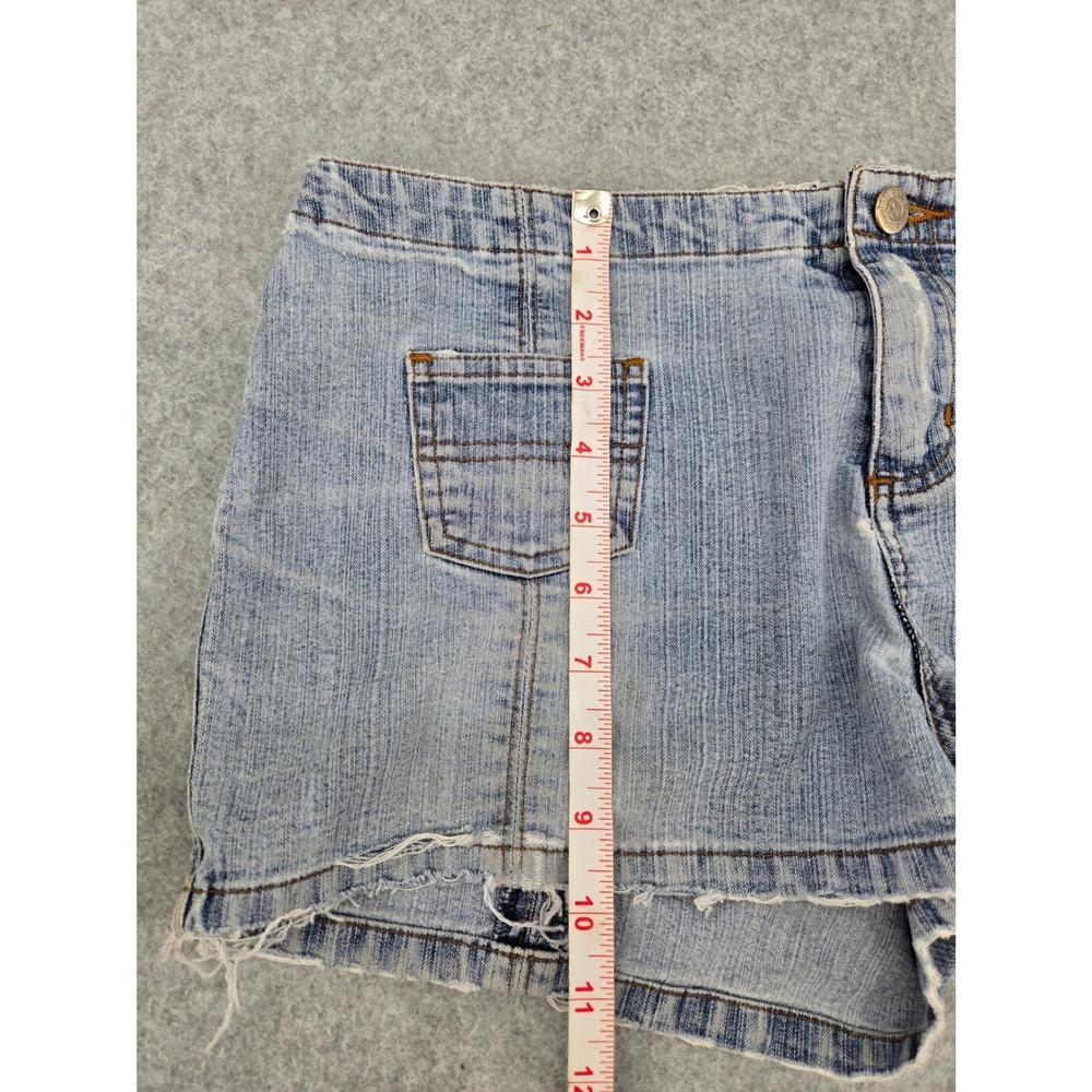 Blue Asphalt Womens Y2K 00's Low Rise Embroidered Micro Denim Shorts Light 9 - Picture 9 of 9
